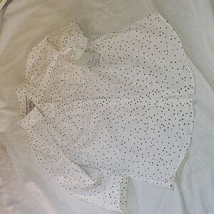 Croft & Barrow Red White Blue Stars Button-down Blouse Small NWT